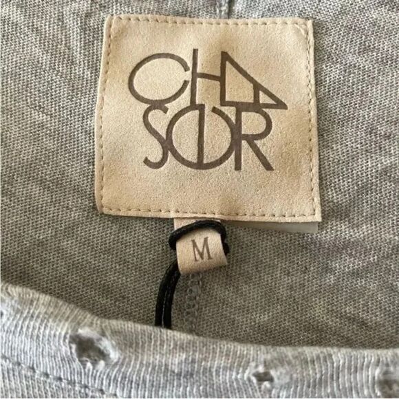 NWT Chaser REVOLVE SCOOP NECK W/ POCKET Long Sleeves Heather Gray  Top SZ M - Picture 3 of 10